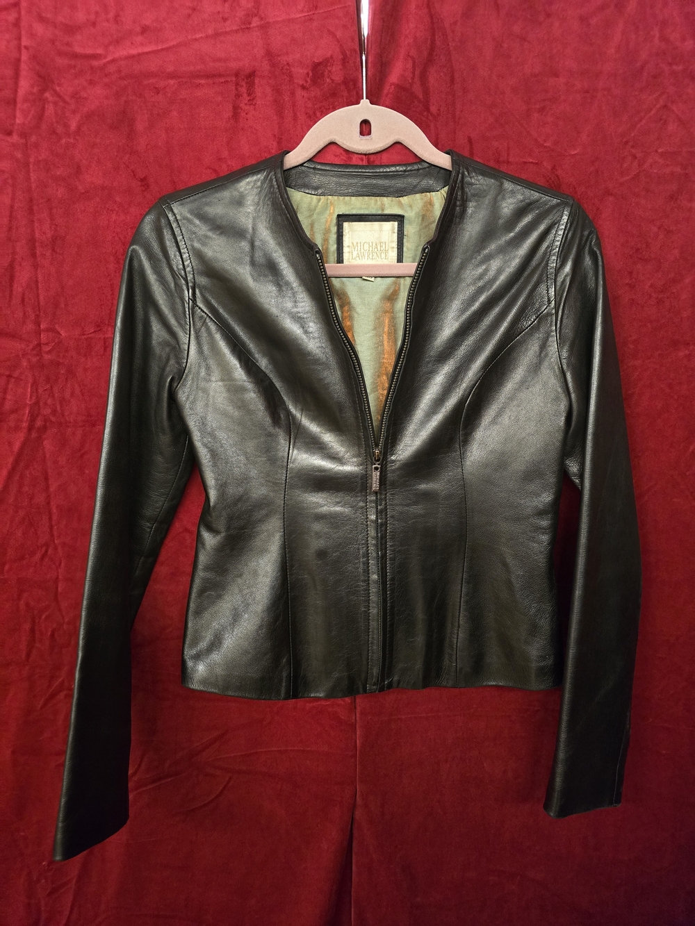 Michael Lawrence Genuine Leather Jacket Women's XS Black Fitted Zip Front - Picture 3 of 6